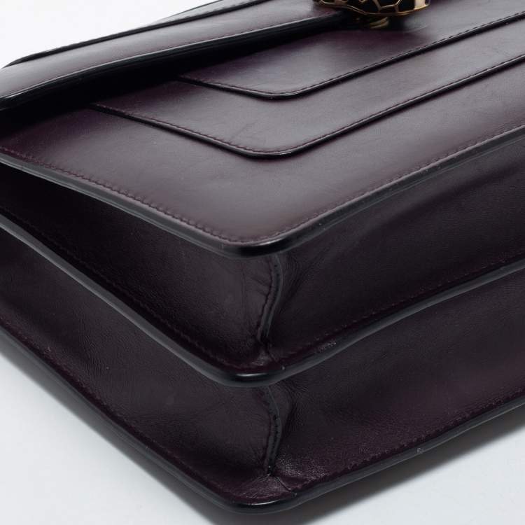 مملوكة مسبقًا Bvlgari Purple Leather Medium Serpenti Forever Flap Shoulder Bag