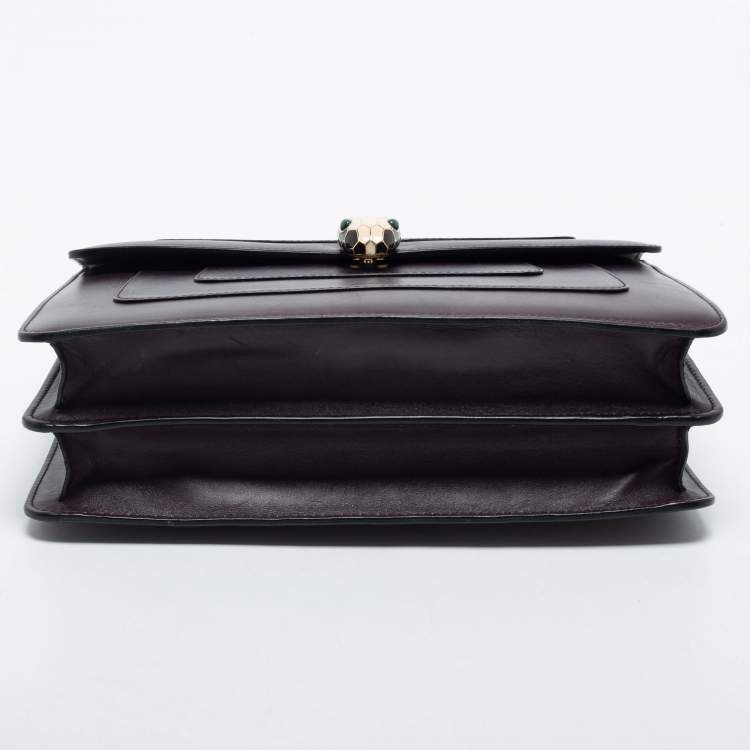 مملوكة مسبقًا Bvlgari Purple Leather Medium Serpenti Forever Flap Shoulder Bag