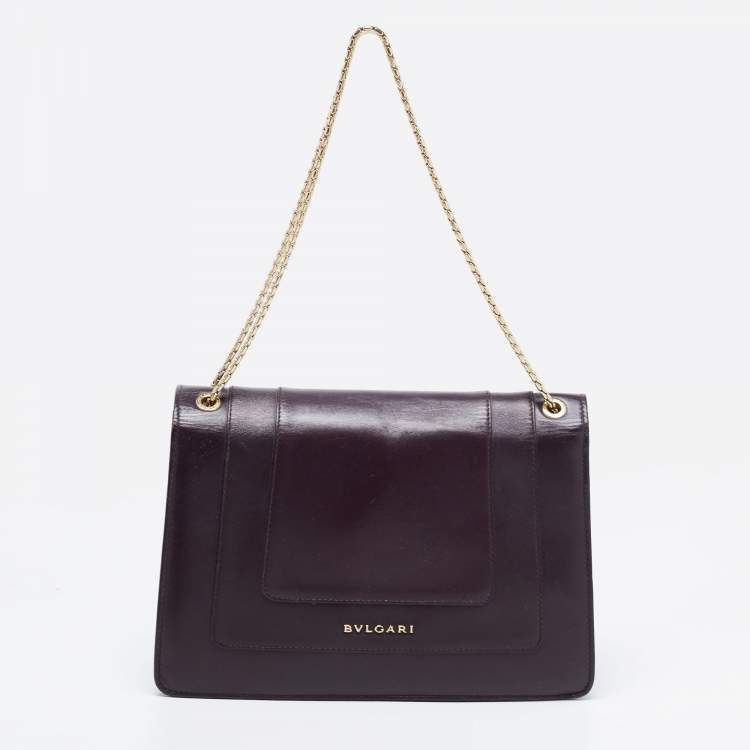 Pre Owned Bvlgari Plum Leather Medium Serpenti Forever Shoulder Bag