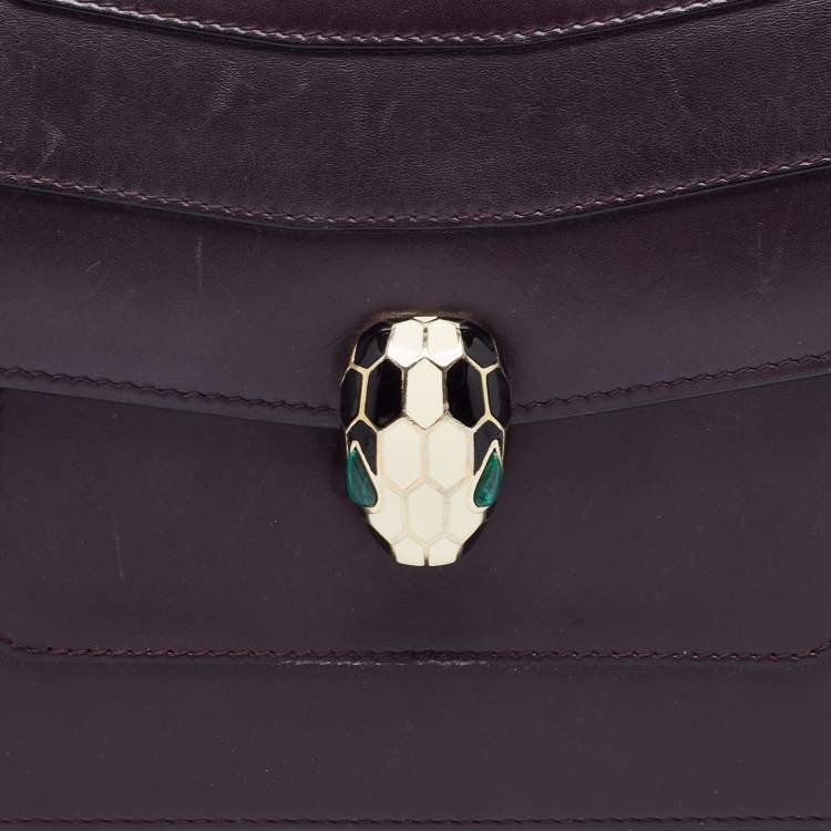 Pre Owned Bvlgari Plum Leather Medium Serpenti Forever Shoulder Bag