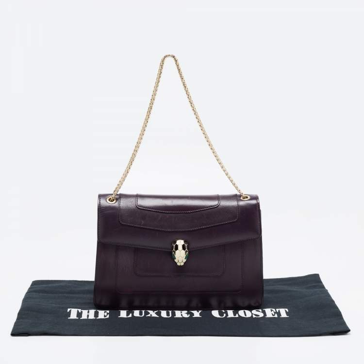 Pre Owned Bvlgari Plum Leather Medium Serpenti Forever Shoulder Bag