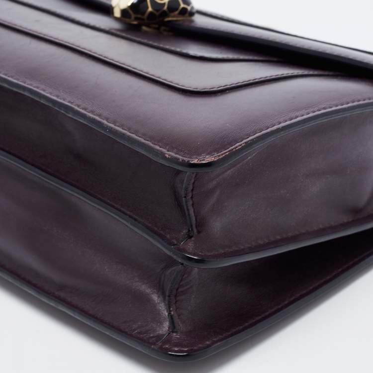 Pre Owned Bvlgari Plum Leather Medium Serpenti Forever Shoulder Bag