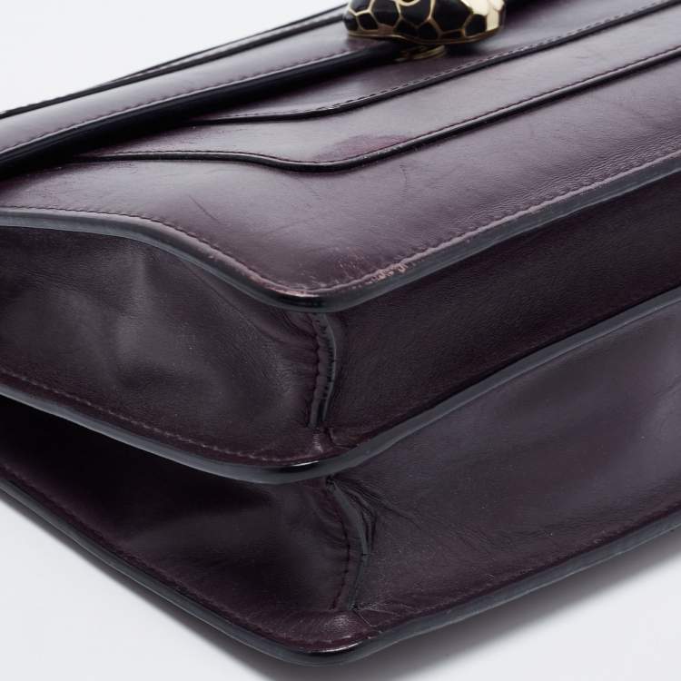 Pre Owned Bvlgari Plum Leather Medium Serpenti Forever Shoulder Bag