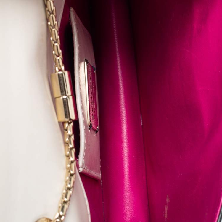 Pre Owned Bvlgari Off White Printed and Embroidered Leather Small Serpenti Forever Shoulder Bag