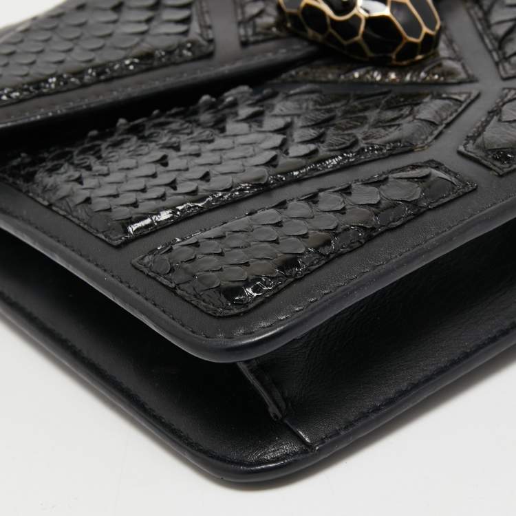 مملوكة مسبقًا Bvlgari Black Leather and Python Small Serpenti Forever Shoulder Bag