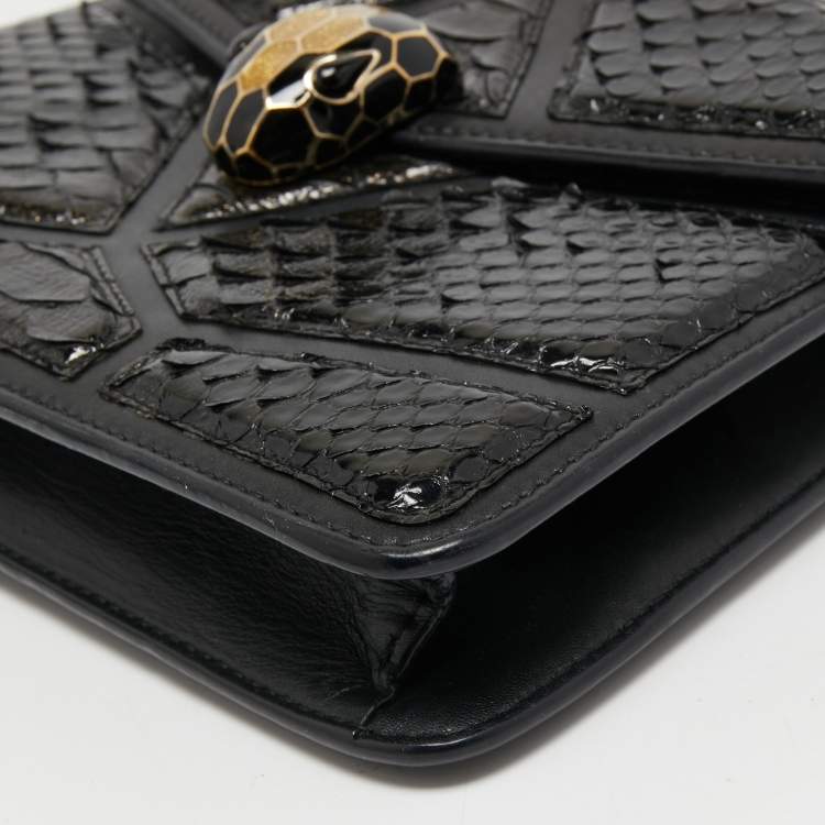 مملوكة مسبقًا Bvlgari Black Leather and Python Small Serpenti Forever Shoulder Bag