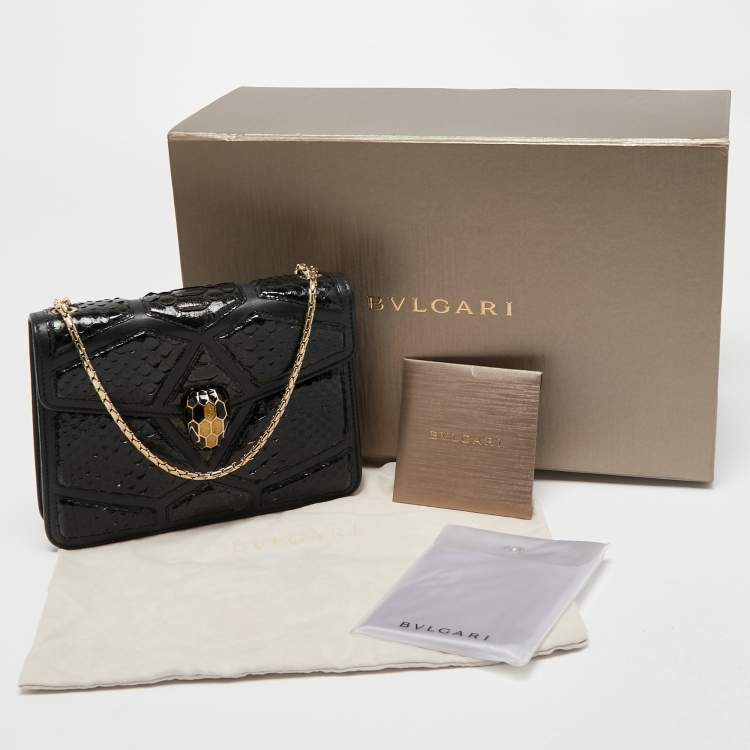 مملوكة مسبقًا Bvlgari Black Leather and Python Small Serpenti Forever Shoulder Bag