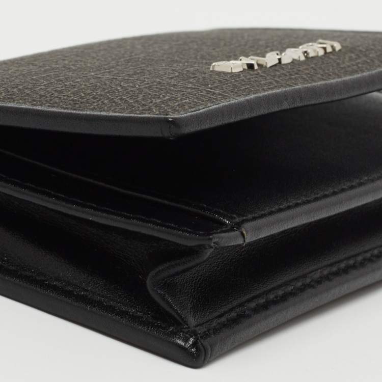 Pre Owned Bvlgari Black/Grey Coated Canvas and Leather Business Card Holder