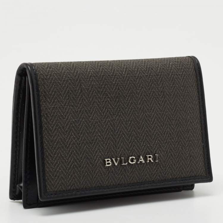Pre Owned Bvlgari Black/Grey Coated Canvas and Leather Business Card Holder
