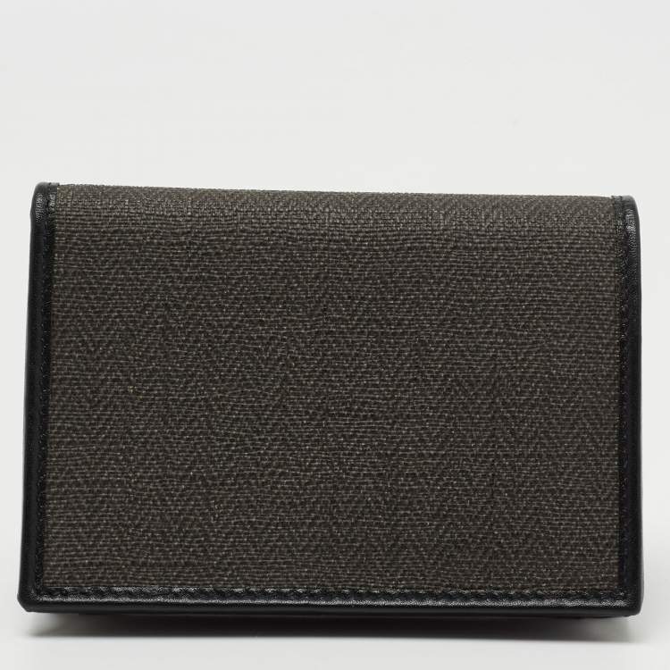 Pre Owned Bvlgari Black/Grey Coated Canvas and Leather Business Card Holder