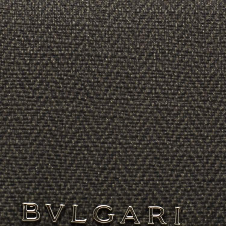 Pre Owned Bvlgari Black/Grey Coated Canvas and Leather Business Card Holder