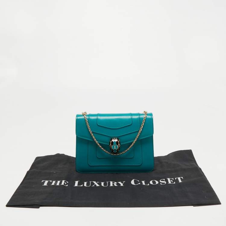 Pre Owned Bvlgari Green/Red Leather Small Serpenti Forever Shoulder Bag