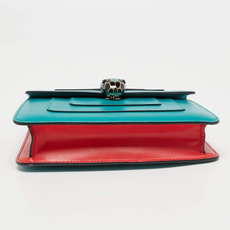 Pre Owned Bvlgari Green/Red Leather Small Serpenti Forever Shoulder Bag