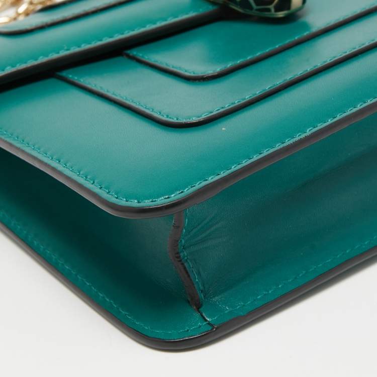 Pre Owned Bvlgari Green Leather Serpenti Forever Shoulder Bag