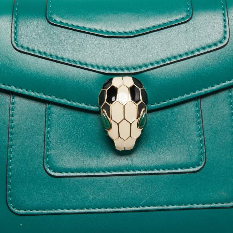 Pre Owned Bvlgari Green Leather Serpenti Forever Shoulder Bag