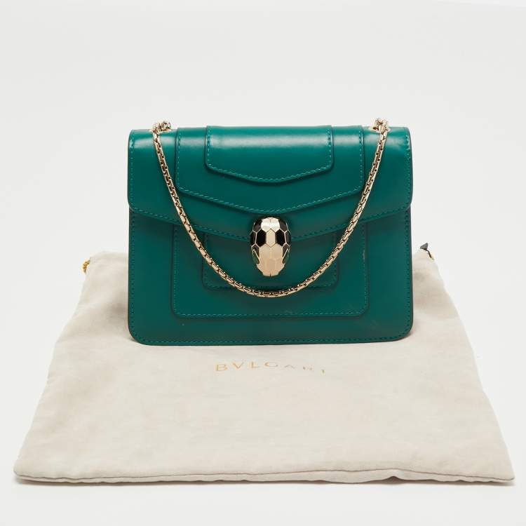 Pre Owned Bvlgari Green Leather Serpenti Forever Shoulder Bag