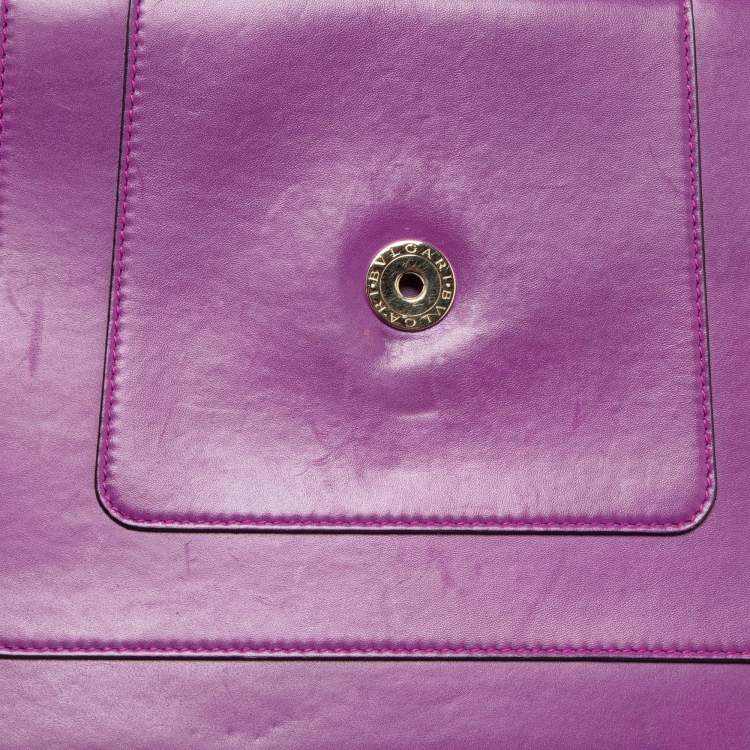 Pre Owned Bvlgari Purple Leather Large Serpenti Forever Shoulder Bag