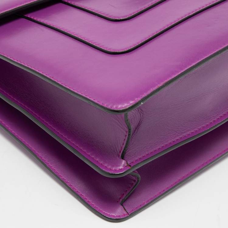 Pre Owned Bvlgari Purple Leather Large Serpenti Forever Shoulder Bag