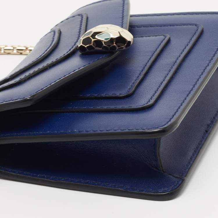 Pre Owned Bvlgari Blue Leather Small Serpenti Forever Shoulder Bag