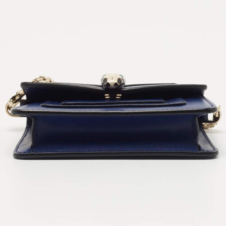 Pre Owned Bvlgari Blue Leather Small Serpenti Forever Shoulder Bag