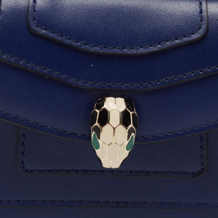 Pre Owned Bvlgari Blue Leather Small Serpenti Forever Shoulder Bag