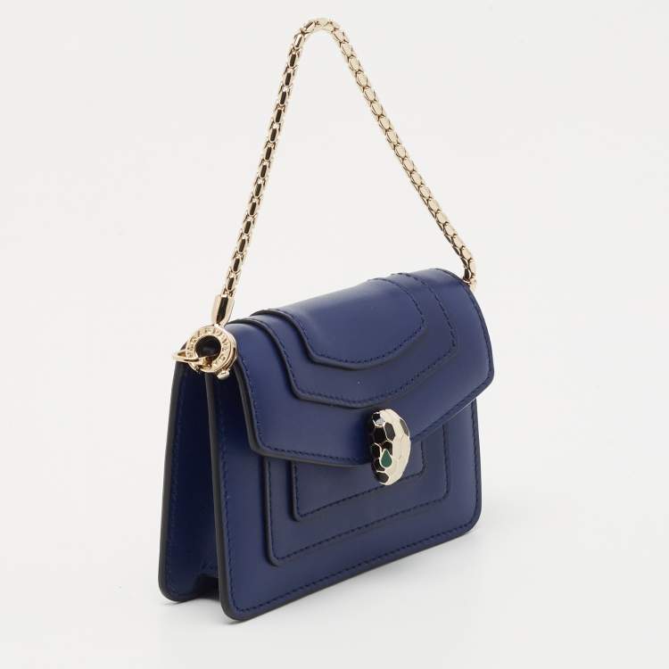 Pre Owned Bvlgari Blue Leather Small Serpenti Forever Shoulder Bag