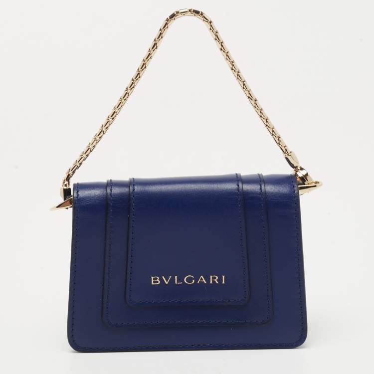 Pre Owned Bvlgari Blue Leather Small Serpenti Forever Shoulder Bag