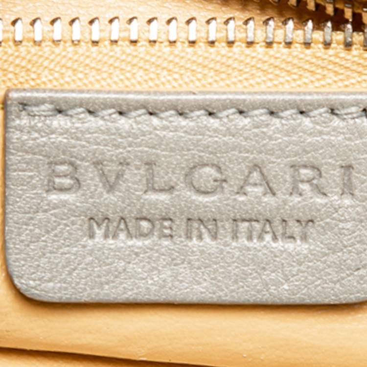 Pre Owned Bvlgari Grey Cognac Woven Leather Satchel