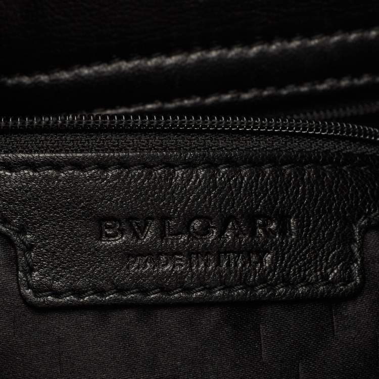 Pre Owned Bvlgari Black Pleated Leather Twistino Tina Shopper Tote