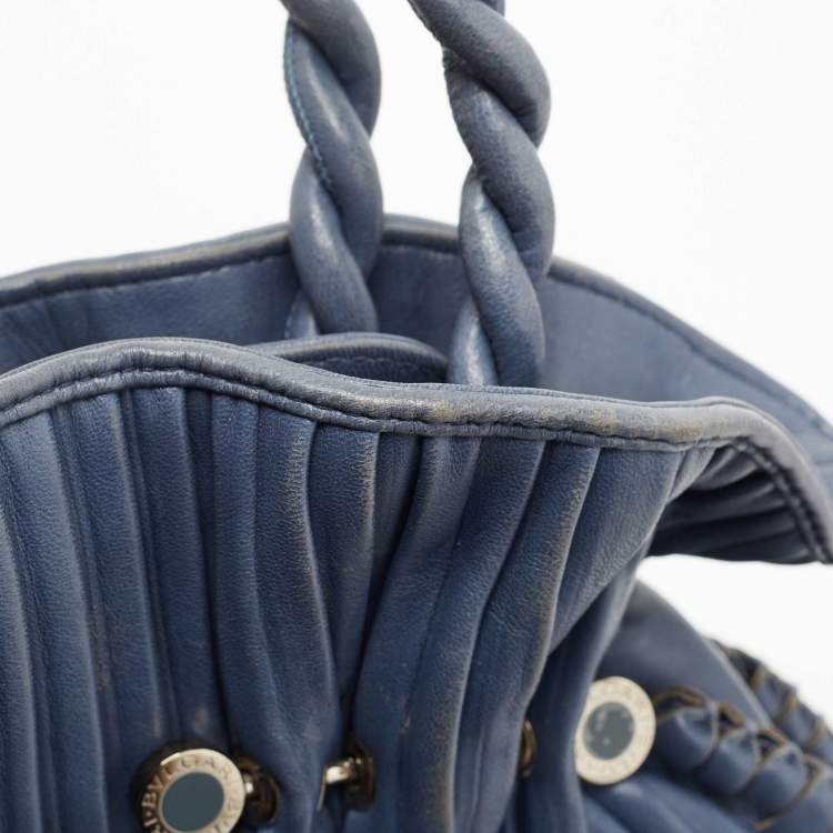 Pre Owned Bvlgari Navy Blue Leather Twistino Tina Satchel 
