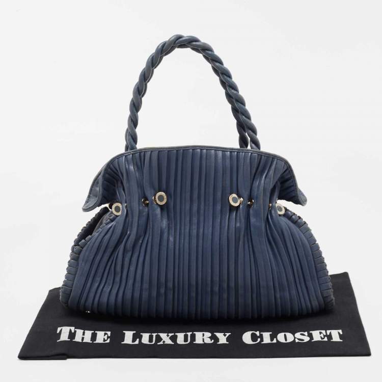 Pre Owned Bvlgari Navy Blue Leather Twistino Tina Satchel 