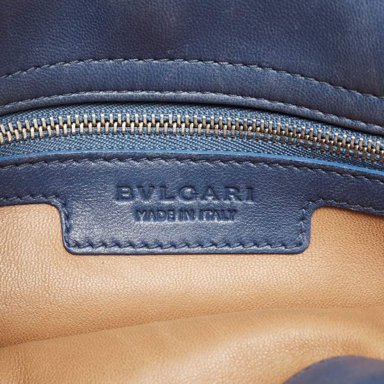 Pre Owned Bvlgari Navy Blue Leather Twistino Tina Satchel 