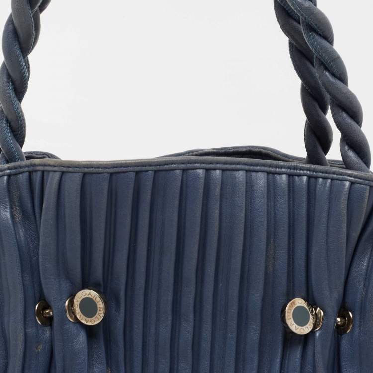 Pre Owned Bvlgari Navy Blue Leather Twistino Tina Satchel 
