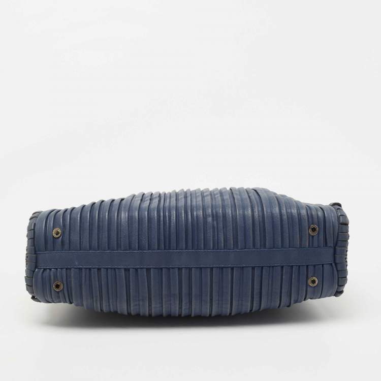Pre Owned Bvlgari Navy Blue Leather Twistino Tina Satchel 