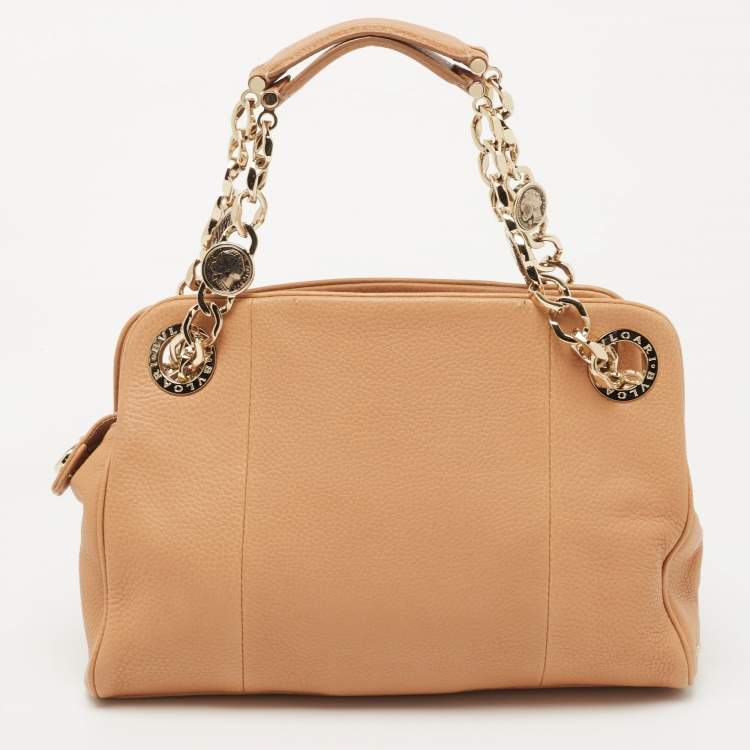 Pre Owned Bvlgari Beige Leather Monete Satchel