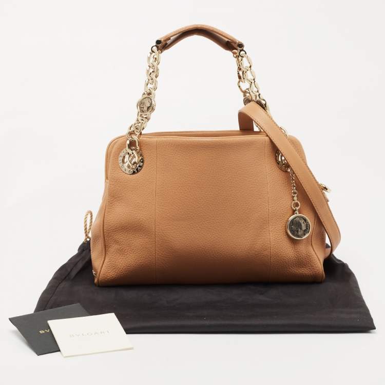 Pre Owned Bvlgari Beige Leather Monete Satchel