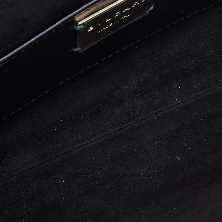 Pre Owned Bvlgari Green Lizard Leather Chain Flap Crossbody Bag