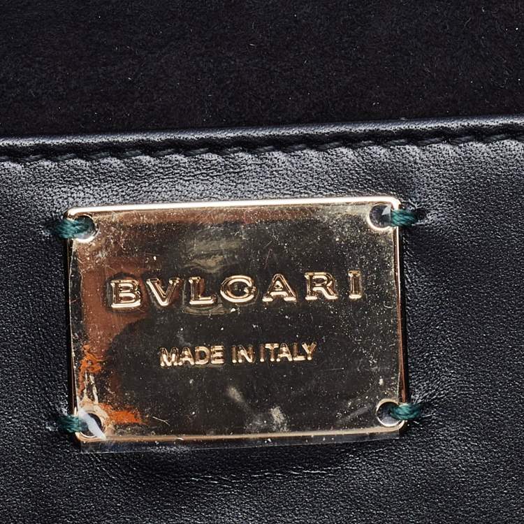 Pre Owned Bvlgari Green Lizard Leather Chain Flap Crossbody Bag