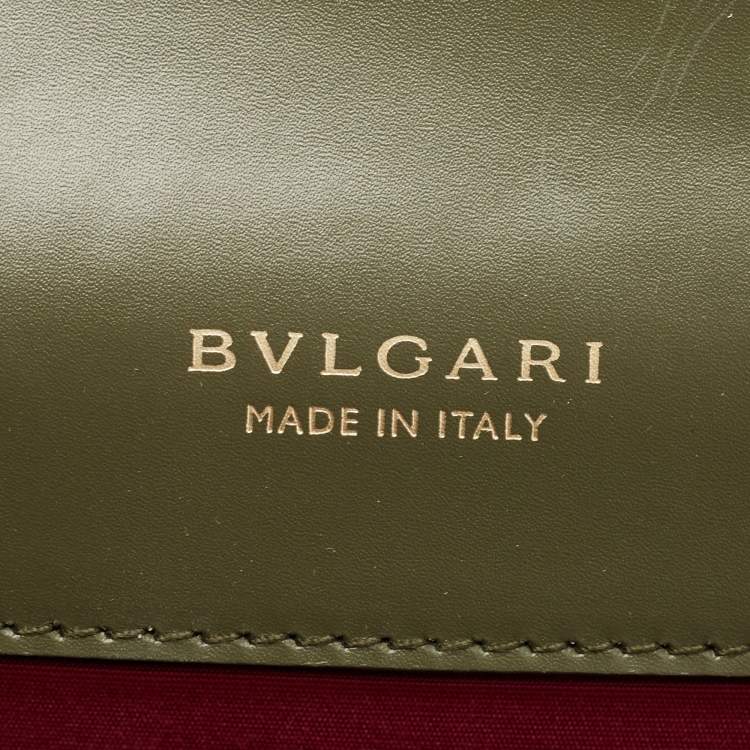 Pre Owned Bvlgari Olive Green Leather Medium Serpenti Forever Flap Shoulder Bag