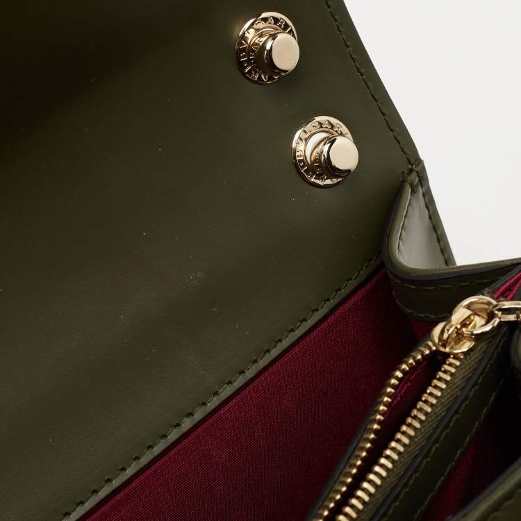 Pre Owned Bvlgari Olive Green Leather Medium Serpenti Forever Flap Shoulder Bag