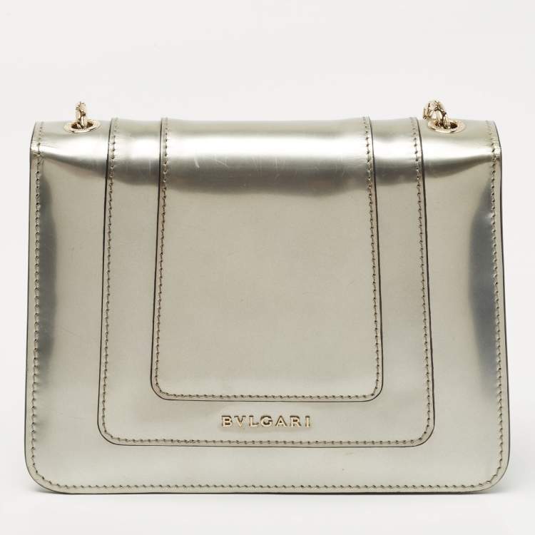 Pre Owned Bvlgari Metallic Patent Leather Serpenti Forever Shoulder Bag