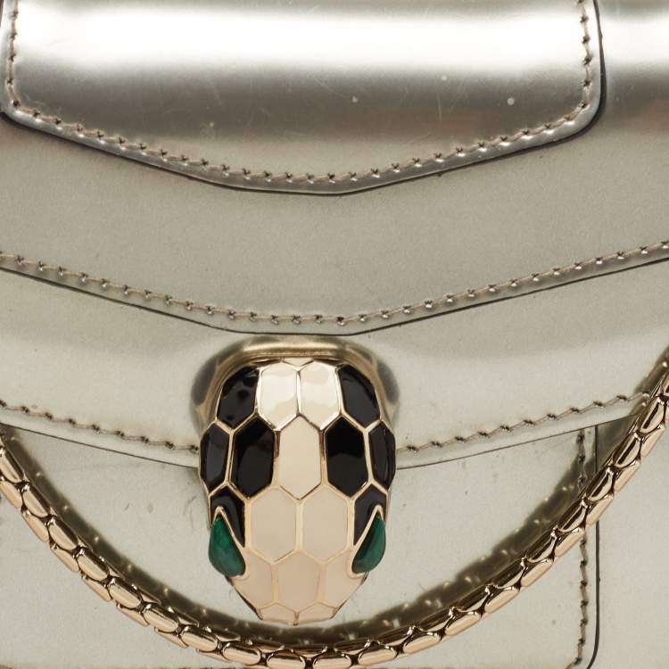 Pre Owned Bvlgari Metallic Patent Leather Serpenti Forever Shoulder Bag
