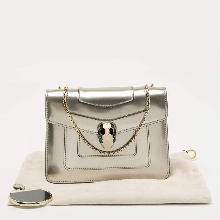 Pre Owned Bvlgari Metallic Patent Leather Serpenti Forever Shoulder Bag