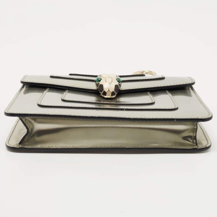 Pre Owned Bvlgari Metallic Patent Leather Serpenti Forever Shoulder Bag
