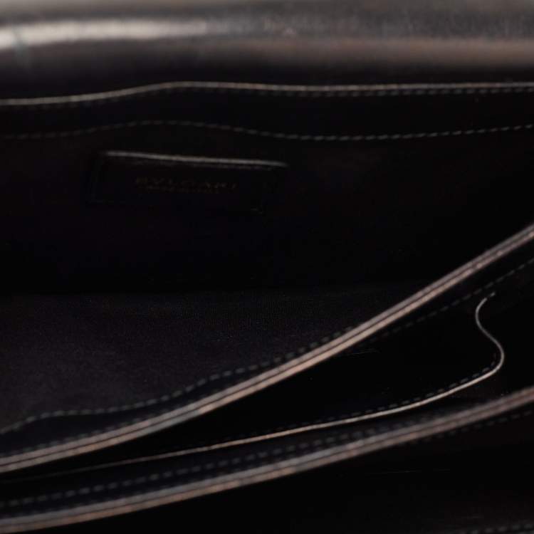 Pre Owned Bvlgari Black Leather Fiore Perspicio Shoulder Bag