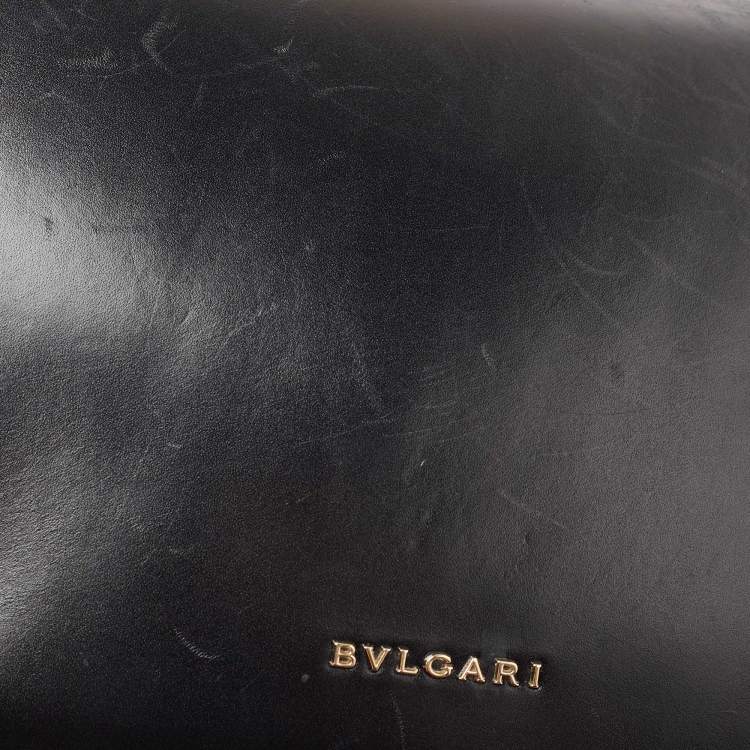 Pre Owned Bvlgari Black Leather Fiore Perspicio Shoulder Bag