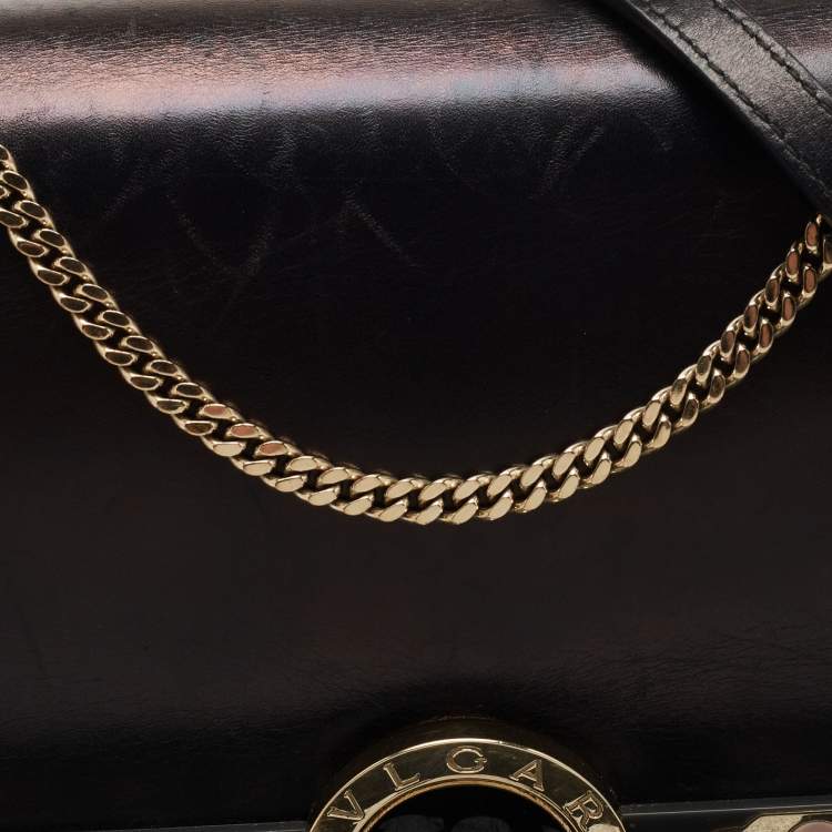 Pre Owned Bvlgari Black Leather Fiore Perspicio Shoulder Bag