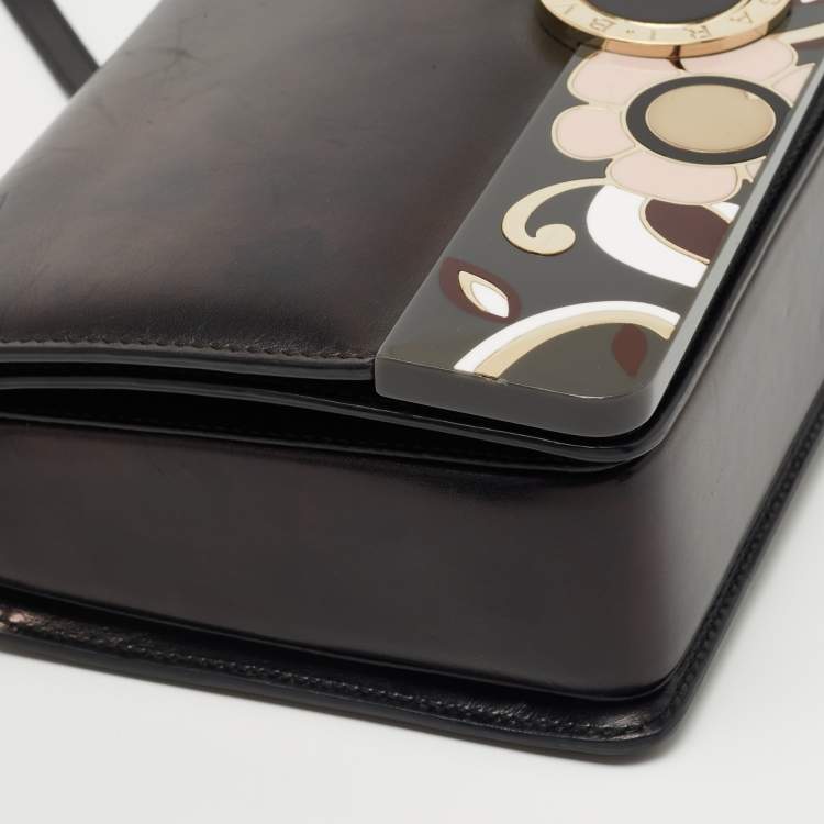 Pre Owned Bvlgari Black Leather Fiore Perspicio Shoulder Bag