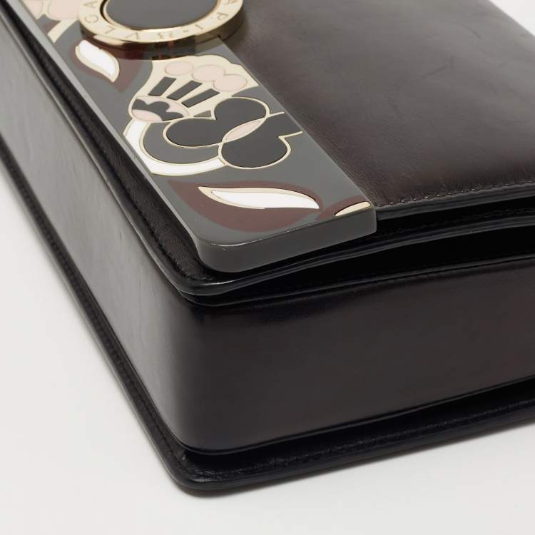 Pre Owned Bvlgari Black Leather Fiore Perspicio Shoulder Bag
