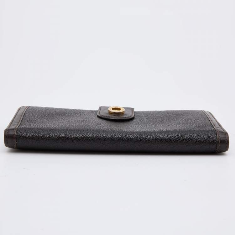 Pre Owned Bvlgari Dark Brown Leather Flap Continental Wallet